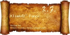 Klimkó Fanni névjegykártya
