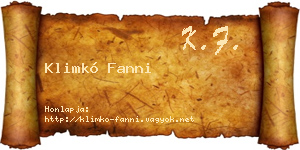 Klimkó Fanni névjegykártya