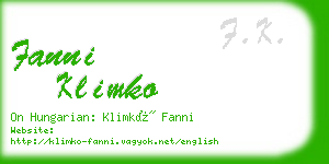 fanni klimko business card